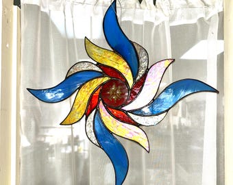 Stained Glass Pinwheel: Colorful Hanging, Kids Room Decor