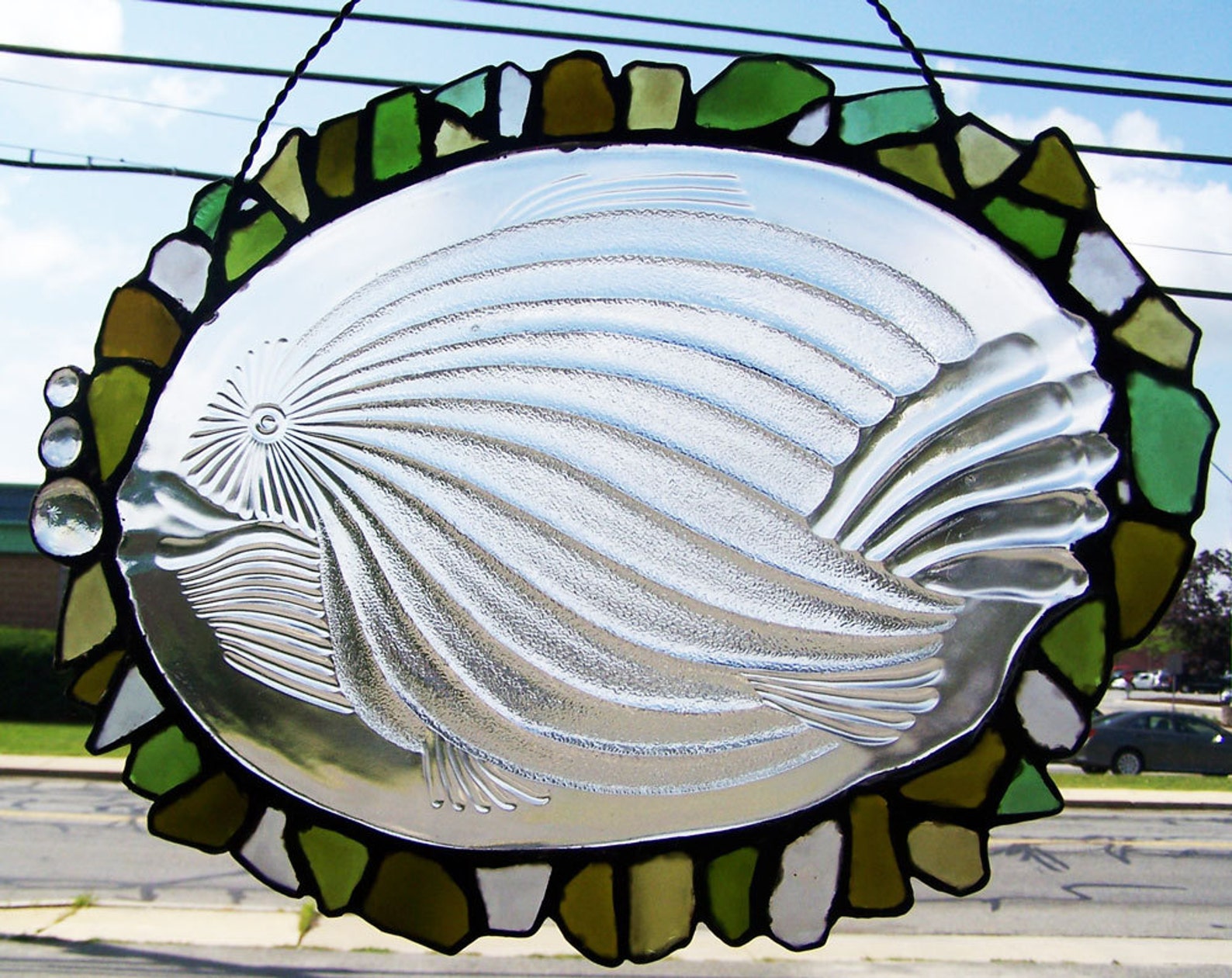 Fish Plates With Sea Glass...window Hanging Etsy