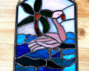Flamingo and Palm tree
