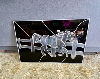 Horse in beveled glass hanging