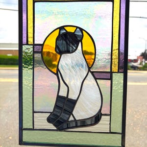 Siamese Cat in stained glass window