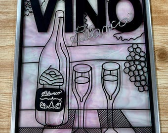 Stained Glass 'Vino Blanco': Kitchen, Bar Decor