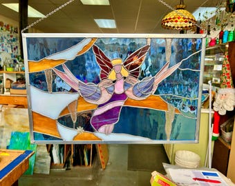 Fairy with Birds stained glass