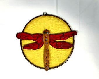 Dragonfly glass hanging circle