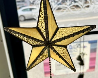 3-D Amber glass STAR Ornament