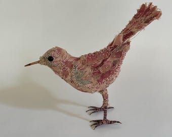 Textile Owl Sculpture - Patchwork Fantasy Owl Bird - Handmade Textile ...