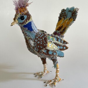 Textile Bird Sculpture Patchwork Fantasy Bird Handmade Textile Bird ...