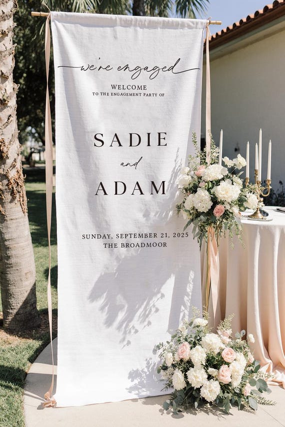 Custom Engagement Party Sign, Minimalist Welcome Sign, Editable Welcome to Our Engagement Poster, Elegant She Said Yes Celebration Banner