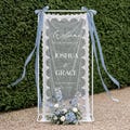 Custom Lace Wedding Welcome Sign, Personalized Lace Wedding Sign, Boho Wedding Decor, Modern Ceremony Sign, Rustic Lace Sign