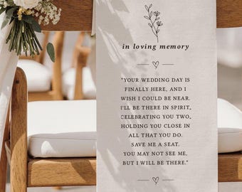 Reserviert Hochzeit Gedenkstuhl Schild, Benutzerdefiniertes Gedenkhochzeitsschild, Hochzeitsstuhl Banner In Erinnerung an die Lieben, personalisiertes Stoffschild