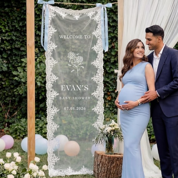 Custom Lace Baby Shower Sign, Custom Baby Shower Sign, Welcome Sign for Baby Shower, Custom Baby Shower Decor