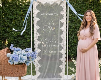 Personalized Lace Baby Shower Sign, Custom Baby Shower Sign, Welcome Sign for Baby Shower, Custom Baby Shower Decor