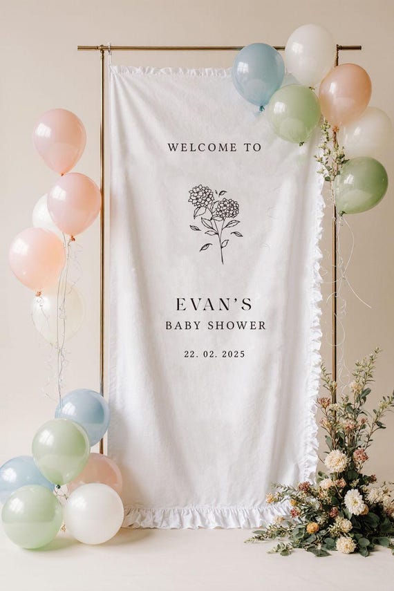 Personalized Fabric Baby Shower Sign, Custom Baby Shower Sign, Welcome Sign for Baby Shower, Custom Baby Shower Decor