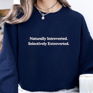 Introvert extravert sweater, grappig trendy ronde hals