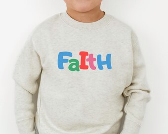 felpa con la scritta "Fede" per bambini piccoli, felpa cristiana per bambini piccoli, maglietta "Figlio di Dio", maglietta con versetto della Bibbia per bambini, abbigliamento per bambini piccoli, graziosi regali cristiani