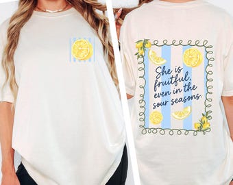 T-shirt She Is Fruitful Lemon, shirt Christian Comfort Colors