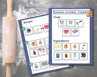 Carte de recette visuelle pour tout-petit : biscuits à la banane et à l'avoine (téléchargement numérique)