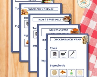 Sandwiches Visual Recipe Cookbook | 5 Easy, Family-Friendly, Toddler Visual Picture Recipe Cards | Cooking Printable (Digital Download, PDF)