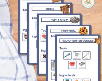Dessert Visual Recipe Cookbook | 5 Easy, Family-Friendly, Toddler Visual Picture Recipe Cards | Cooking Printable (Digital Download, PDF)