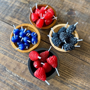Handmade Beeswax Berry Candles: Strawberry, Blueberry, Blackberry