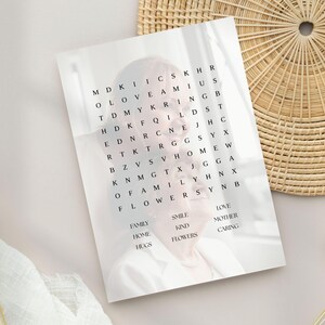 Jogo de Caça-Palavras para Mães, Modelo Divertido para Canva, Moldura Fácil de Arrastar e Soltar para Mães, Cartão de Quebra-cabeça para Vovó, Presente Relaxante para o Dia das Mães