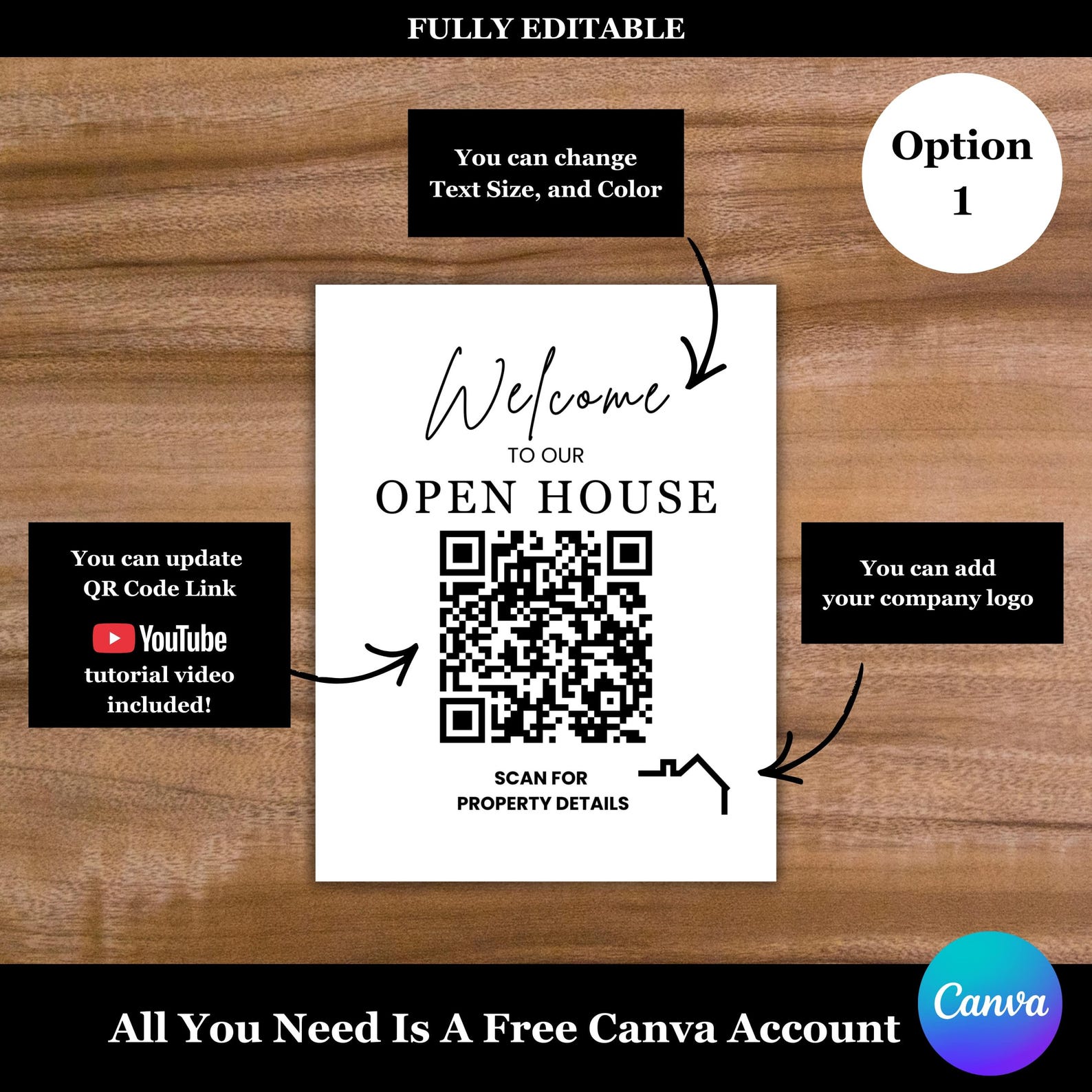 Open House Templates: QR Code Sign Design, Real Estate Agent Print ...