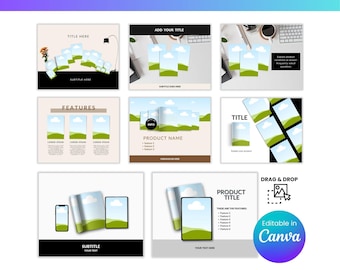 50 Canva Journal Mockup-paket: Digitala bokmallar, dra-och-släpp-ramar (kommersiellt bruk)