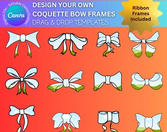 Coquette Bow Canva Frames Bundle: Ribbon Templates (Digital Download)
