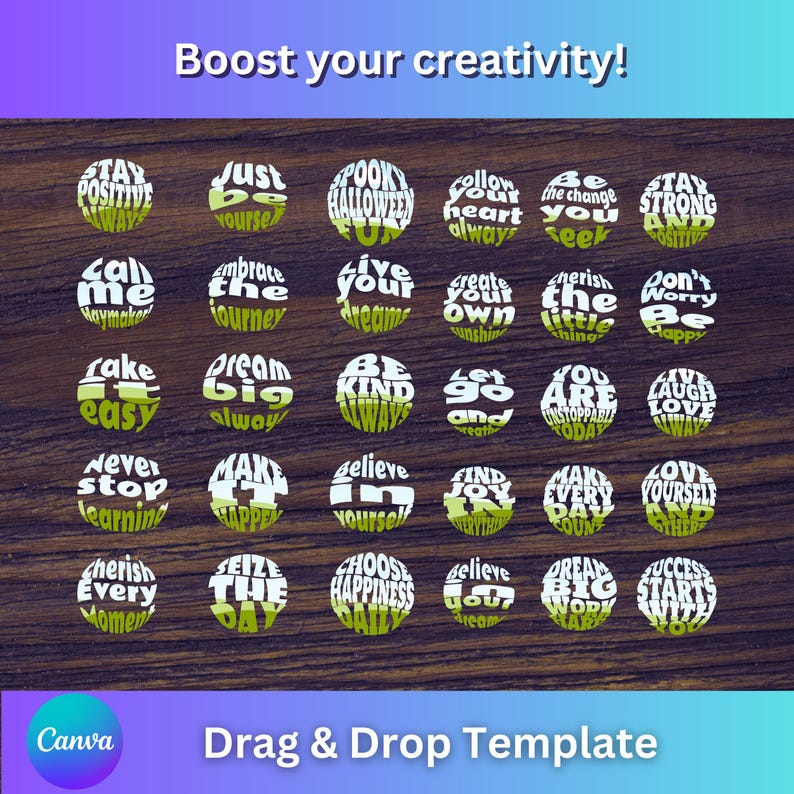 Fill your own warp text frame. Editable easy drag and drop Canva templates.