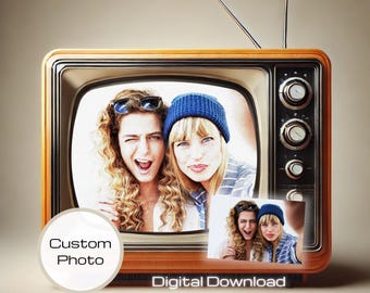 Personalisierter Retro TV Foto Print: 80er Jahre Nostalgisches Kunstwerk (Digitaler Download)