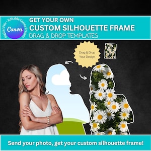 Cadres silhouette personnalisés, maquette modifiable pour petite amie, cadres Canva glisser-déposer, maquette personnalisée pour petit ami, photo modifiable personnalisée