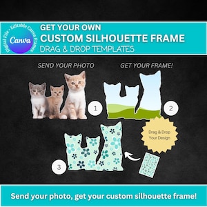 Modelli Canva personalizzati, cornici Silhouette Drag & Drop, modello modificabile Canva, cornice Canva personalizzata, cornice Canva Shape facilmente modificabile