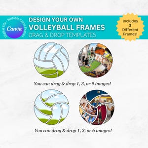 Volleyball Photo Collage Canva Frames: Drag & Drop Templates (Digital Download)