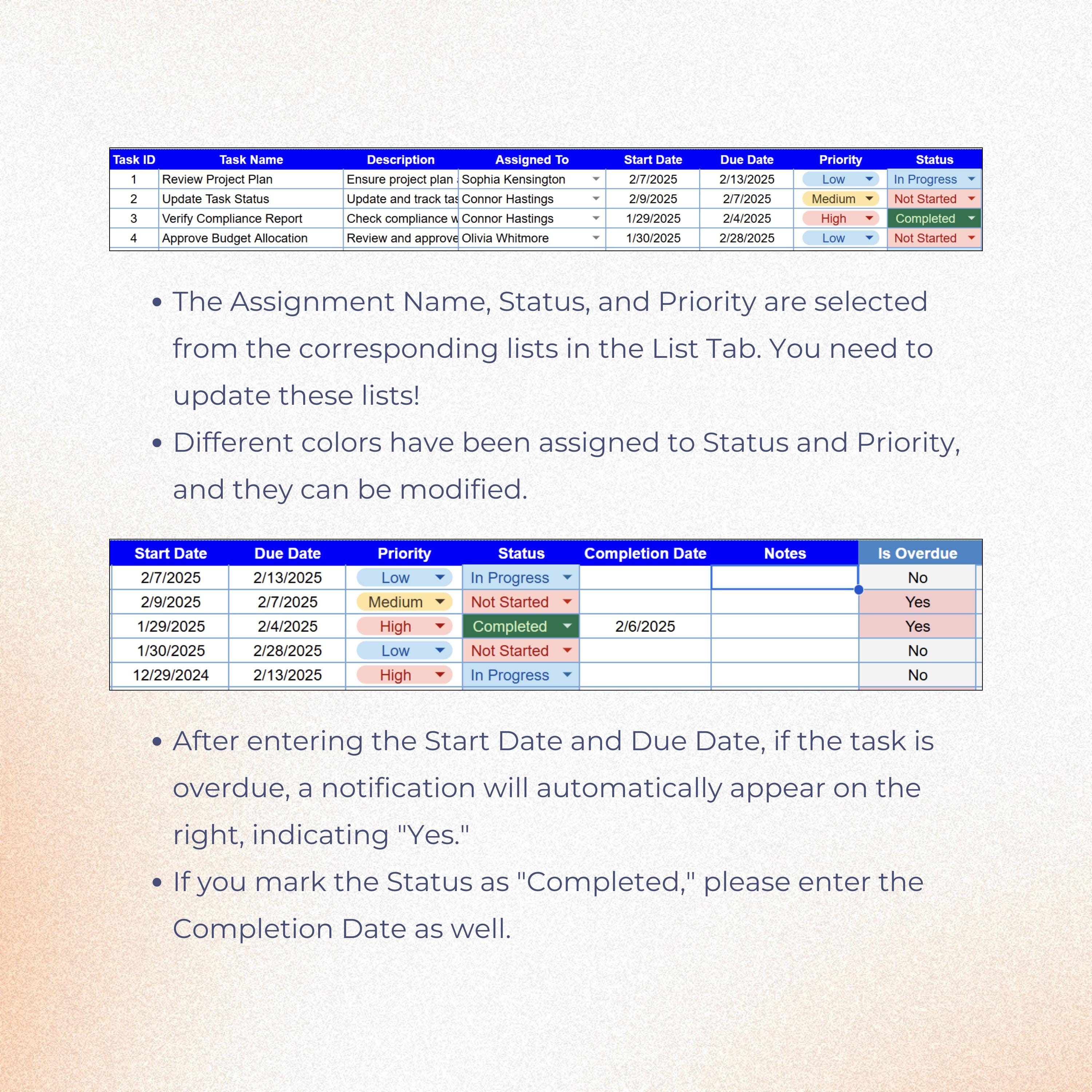 Task Tracker Google Sheets Template: Project Management To-do List ...