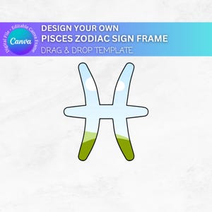 Modelo Canva Zodiac Pisces fácil de arrastar e soltar, Pisces svg, modelos de horóscopo editáveis, moldura Canva Pisces personalizável, designs png de Pisces