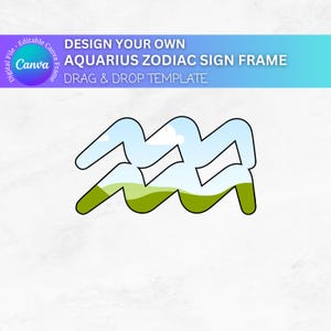 Facile glisser-déposer modèle Canva zodiaque Verseau, svg Verseau, modèle Horoscope modifiable, cadre personnalisé Canva Verseau, conception png Verseau