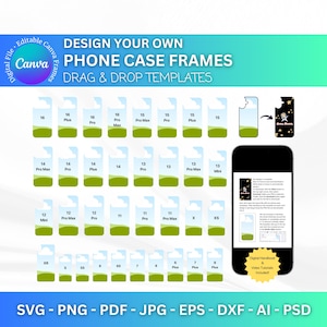iPhone Serie Hülle Vorlagen, DIY iPhone 16 Hülle Mockups, iPhone Sublimationsvorlage, iPhone 15 Hülle Design, Canva bearbeitbare Vorlagen