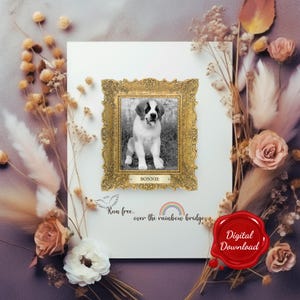 Tarjeta conmemorativa personalizada para perros • Regalo imprimible por la pérdida de una mascota • Descarga digital • Póster digital personalizado • Diseño minimalista • Arte de recuerdo para mascotas