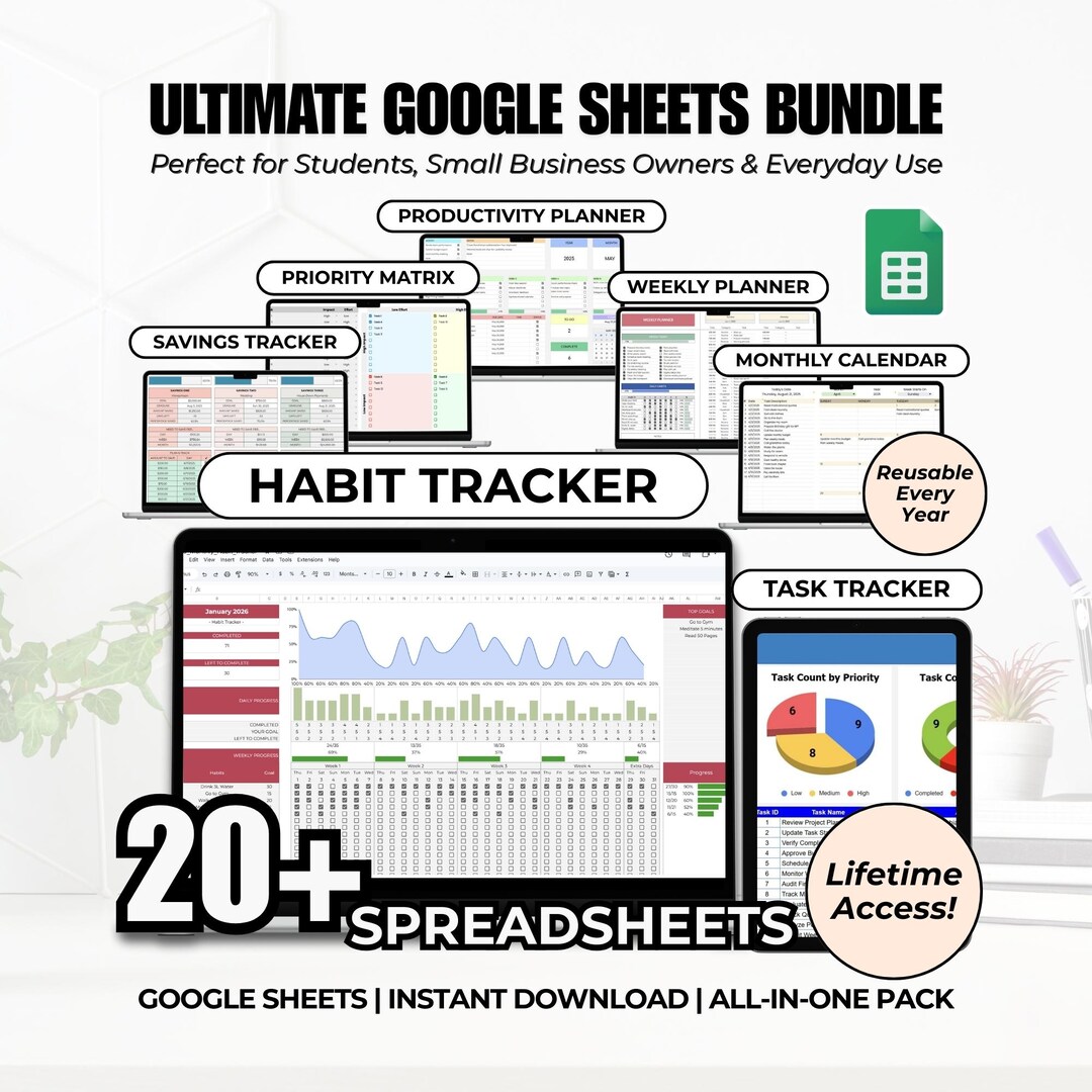 Ultimate Google Sheets Bundle: Budget Planner, Productivity ...