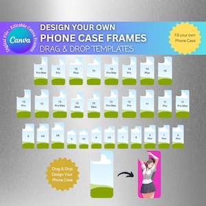 Editable iPhone 15 Pro Max Templates, Canva Frames, iPhone Skin Drag & Drop, SVG Sublimation Files