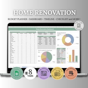 Home Renovation Planner: Budget, Aufgaben-Tracker Timeline, Checkliste, Einkaufsliste, Dienstleister- und Auftragsverfolgung