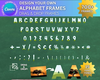 EDITABLE Letters and Numbers Template Bundle: Initial Drag & Drop Frames, Digital Download