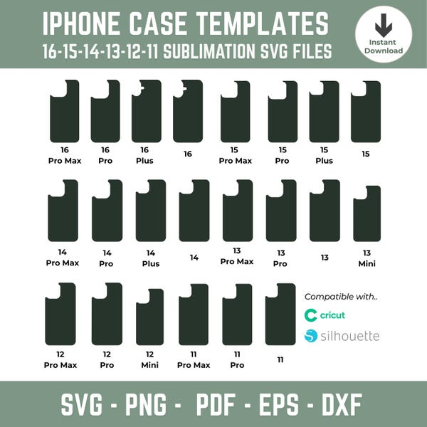 Modelli per custodie iPhone: 11-16 file SVG per sublimazione (download digitale)
