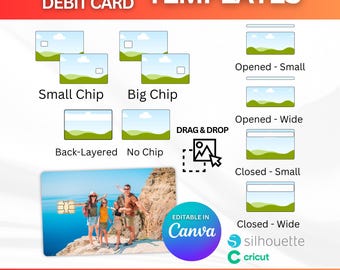 Credit Card Skin Templates: Debit Card Canva Templates, Drag & Drop Frames, Custom Credit Card SVG (Digital Download)