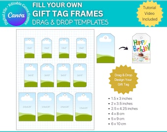 Editable Gift Tag Templates: Canva Drag & Drop, Tag Frames, Digital Download