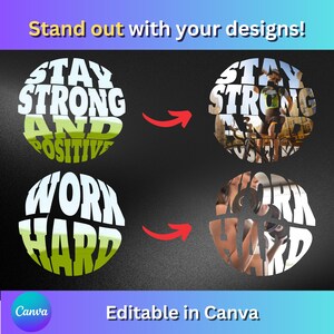 Fill your own warp text frame. Editable easy drag and drop Canva templates.