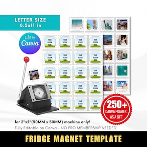 2x2 Fridge Magnet Canva Editable Template, 50MMx50MM Square Magnet Template, Editable Fridge Magnet Template, Digital Download Square Magnet