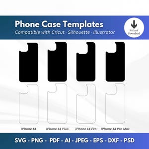 iPhone 14 Case SVG Files for Cricut, Outlined & Solid Vector Files, Phone Case Sublimation, iPhone 14 Pro Templates, 14 Plus, 14 Pro Max