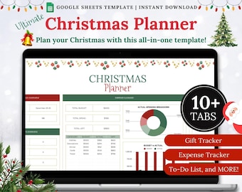 Christmas Planner Google Sheets: Holiday Budget, Gift, & To-Do Tracker (Digital Download)