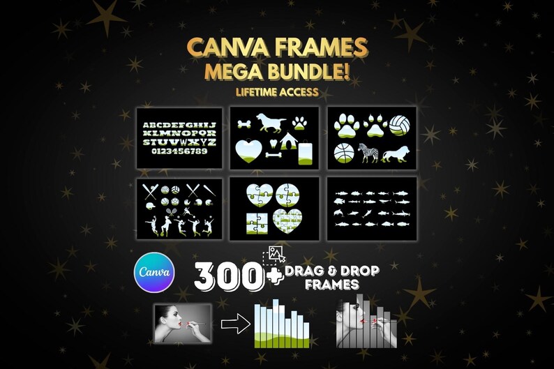 300+ Canva Frames Mega Bundle: Drag & Drop Frames, Editable Shapes ...